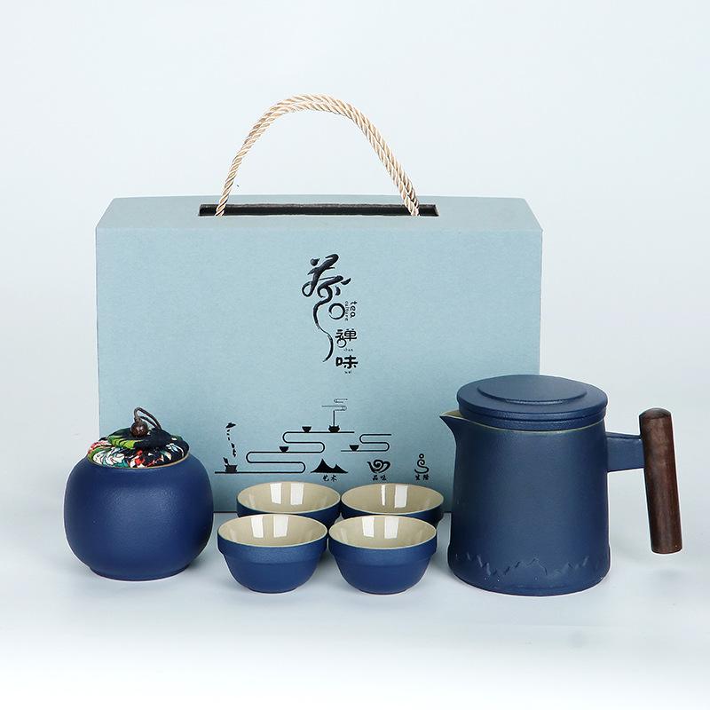Ceramic Travel Tea Set, Portable Bag, Express Cup, One Pot, Four Cups, Tea Can, the Whole Set of Kung Fu Tea Set, Mountain Language Cup.