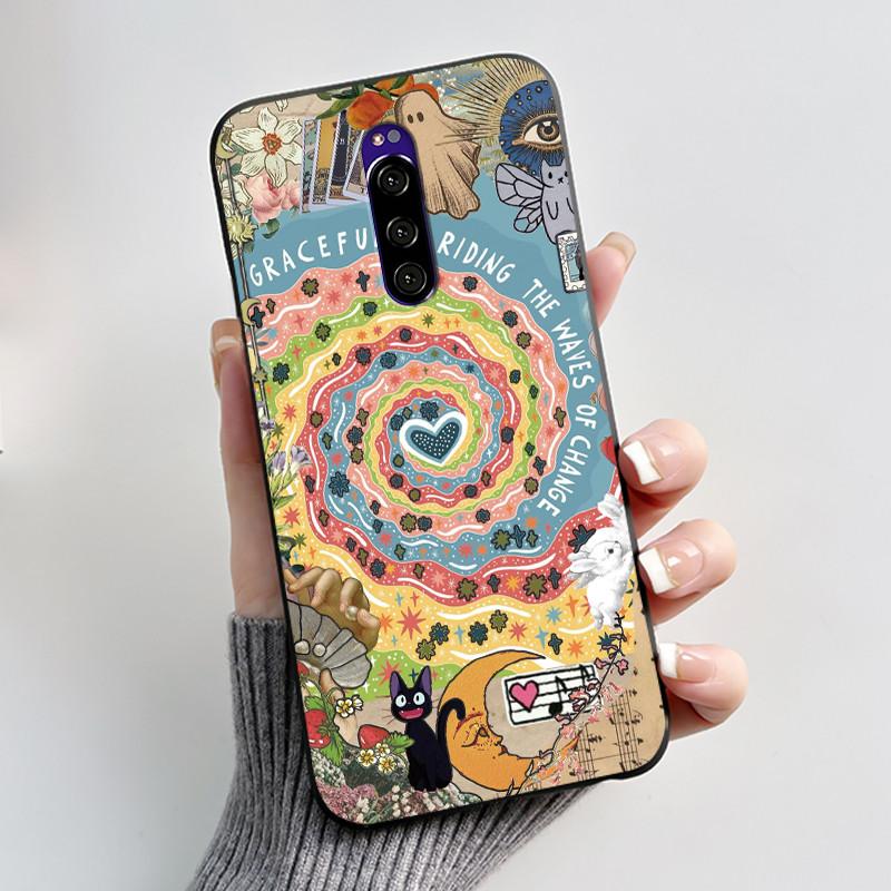Милый Чехол Для Sony Xperia 1 / Xperia XZ4 Fundas Печатный Корпус Защитная Крышка Мягкий Силикон Мультяшный Черный Корпус Capa Coque