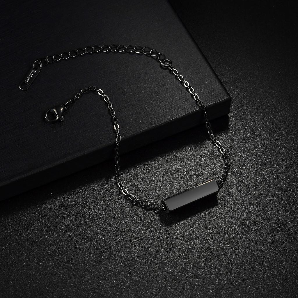 Atoztide Engrave Name Square Bar Bracelet For Men Women Personalized Stainless Steel Jewelry Adjustable Link Chain Family Gift