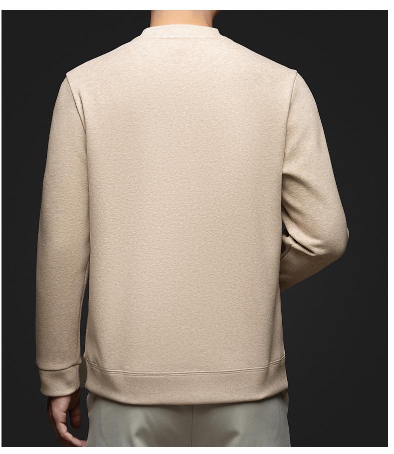 Мужская модная худи с круглым вырезом и длинным рукавом, 2025 Зима - Трендовая, универсальная, однотонная, повседневная одежда