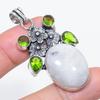 Natural Moonstone, Peridot 925 Sterling Silver Jewelry Pendant 2.13" F0k66