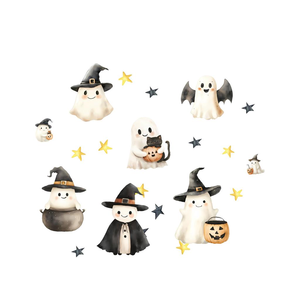 Halloween ghost window sticker pumpkin bat cartoon glass window static sticker star window sticker pvc