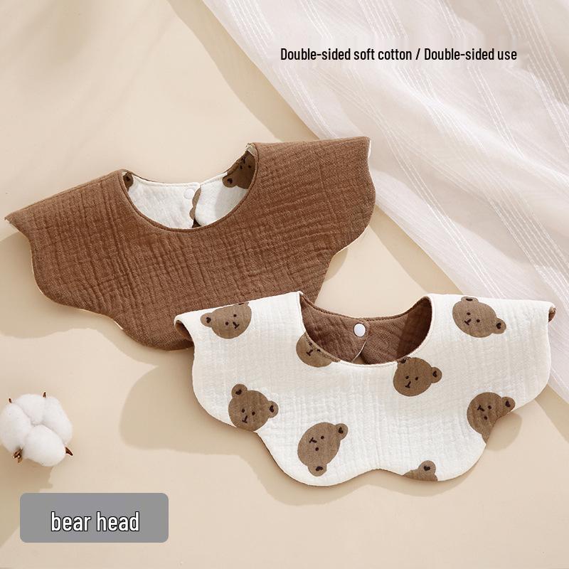 Двусторонний нагрудник для младенцев с вращением на 360°, Хлопковая марля, Всесезонный, Впитывающий, Качество класса А