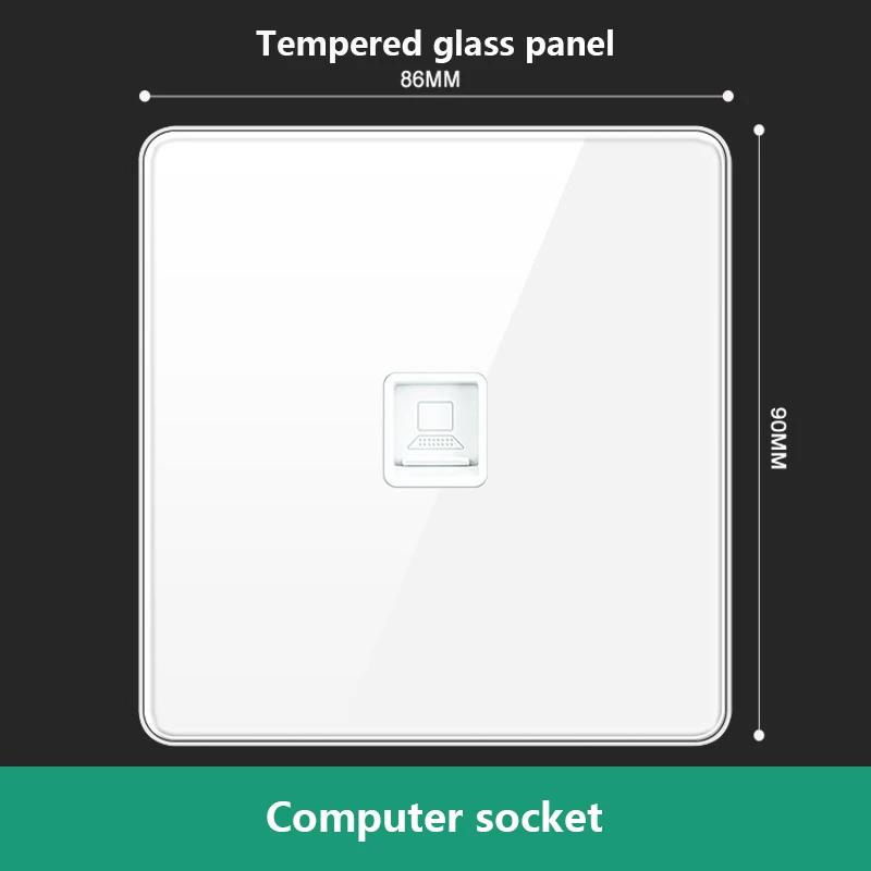UN UK RU Standard Wall Light Switch Power Socket,18W Plug Type-C USB Quick Charging Universal 5-pin Tempered Glass Socket Outlet