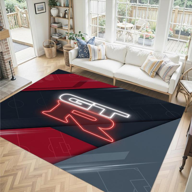Nissan GT-R Design Crystal Velvet Carpet Cozy Non?Slip Printed Rug For Bedroom Living Room Entrance