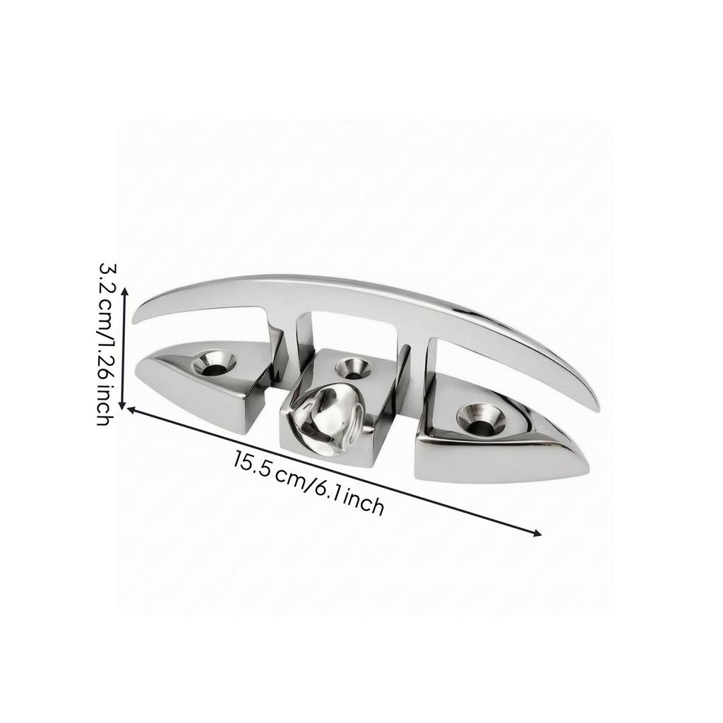 Folding Pullup Mooring Cleat LowProfile Stainless Steel Boat SpaceSaving for Yacht, Docking,