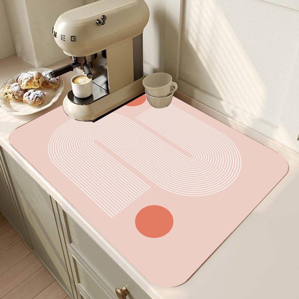 Коврик для сушки кухонной посуды Печатный коврик для сушки кофемашины Коврик для сушки столешницы Впитывающий коврик для сушки посуды Подставка для столовых приборов Декор стола