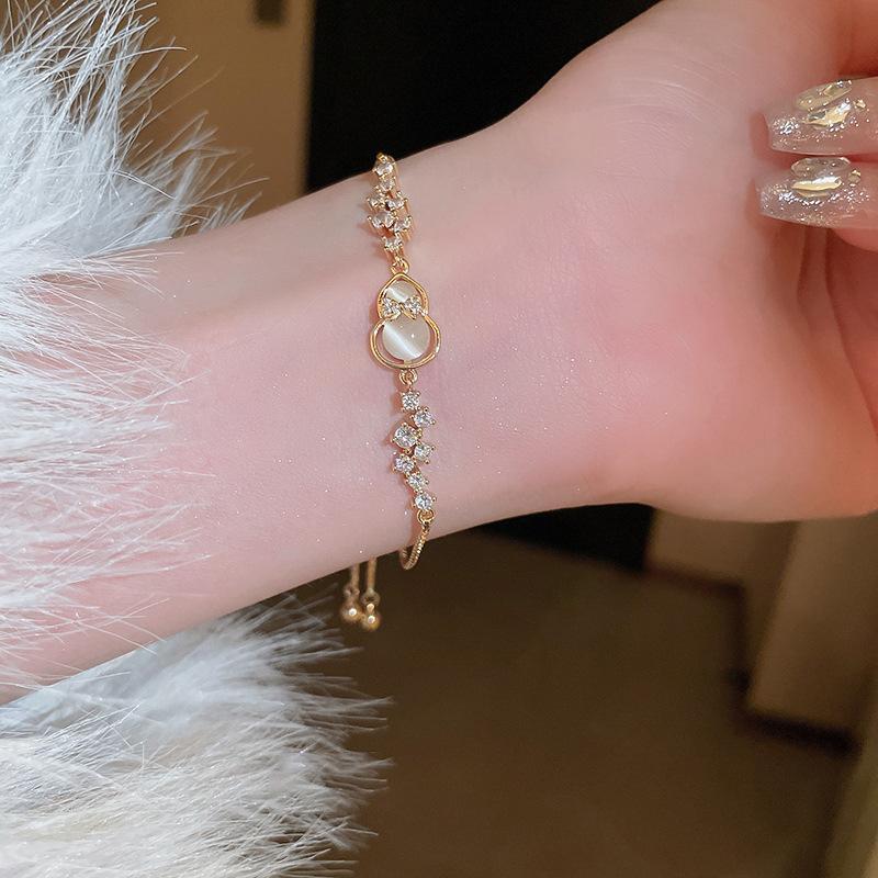 New Chinese Zircon Gourd Pullable Bracelet Light Luxury Niche Exquisite Bracelet Fashionable Retro High-end Jewelry Women