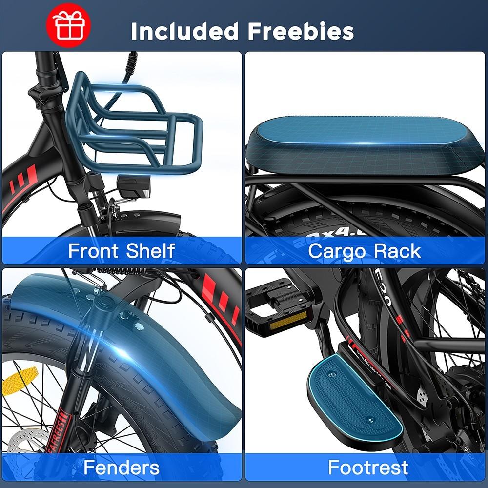 Электрический велосипед FAFREES F20 Max 20 * 4,0 с толстыми дюймовыми шинами, складная рама, электронный велосипед со съемной литиевой батареей емкостью 22,5 Ач - черный