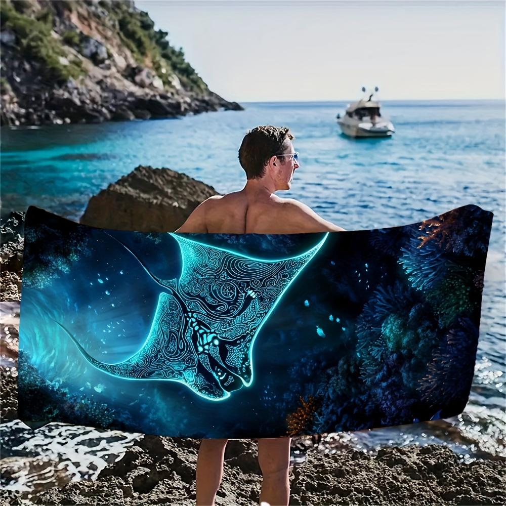 Пляжное полотенце Spirit Stingray Glide (1 пакет) - Принт с тропическим скатом, Легкое микрофибровое полотенце, Ультрамягкое, Подходит для пляжа