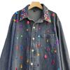 European Station Spring New Heavy Industry Diamond Loose Denim Shirt Women's Design Versatile Single-breasted Shirt