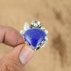 Серебро 925 пробы Лазурит Камень Дочь Бохо Обещание Кольцо с Цветком Ювелирные изделия