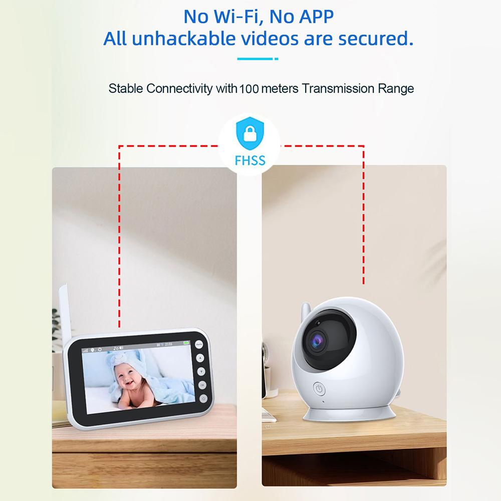 Монитор FHSS 2,4 ГГц с камерой 720P 4,3-дюймовый ЖК-экран Видеокамера 2-сторонняя аудиосвязь с плачем и движением