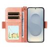 For Samsung Galaxy S25+ Leather Case Magnetic Closure Wallet Stand Phone Cover with Crossbody Strap