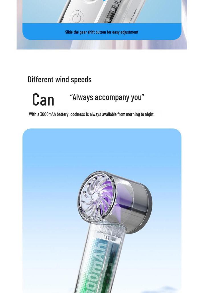 High-Speed Handheld Fan with Stepless Speed Control - Portable Electric Fan for Students and Outdoors, 26-Year Durability