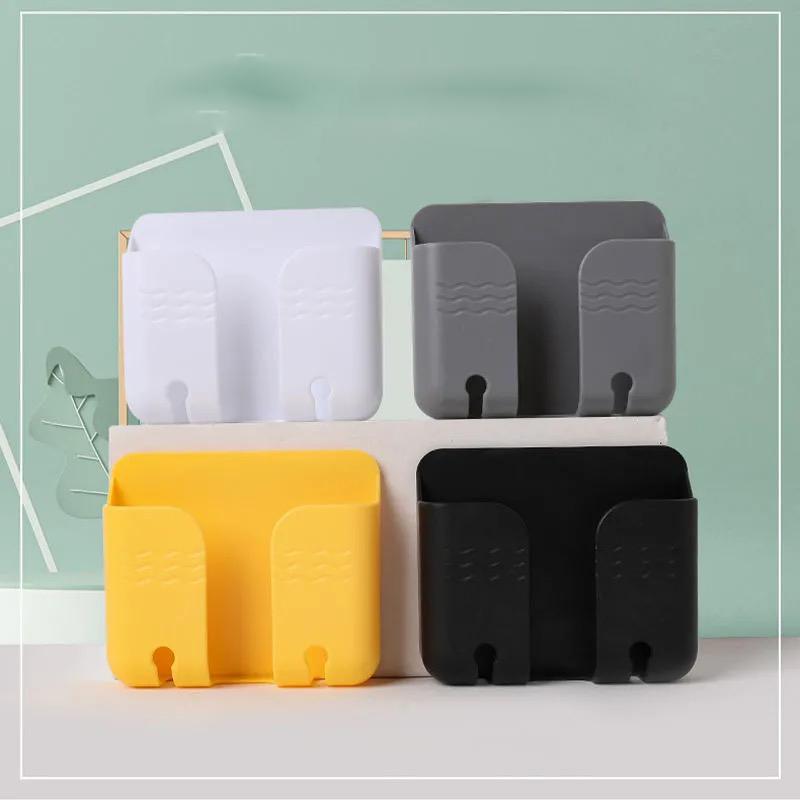 Настенный органайзер для зарядки мобильного телефона, ящик для хранения с дистанционным управлением, многофункциональная подставка, настенный держатель с вилкой для телефона