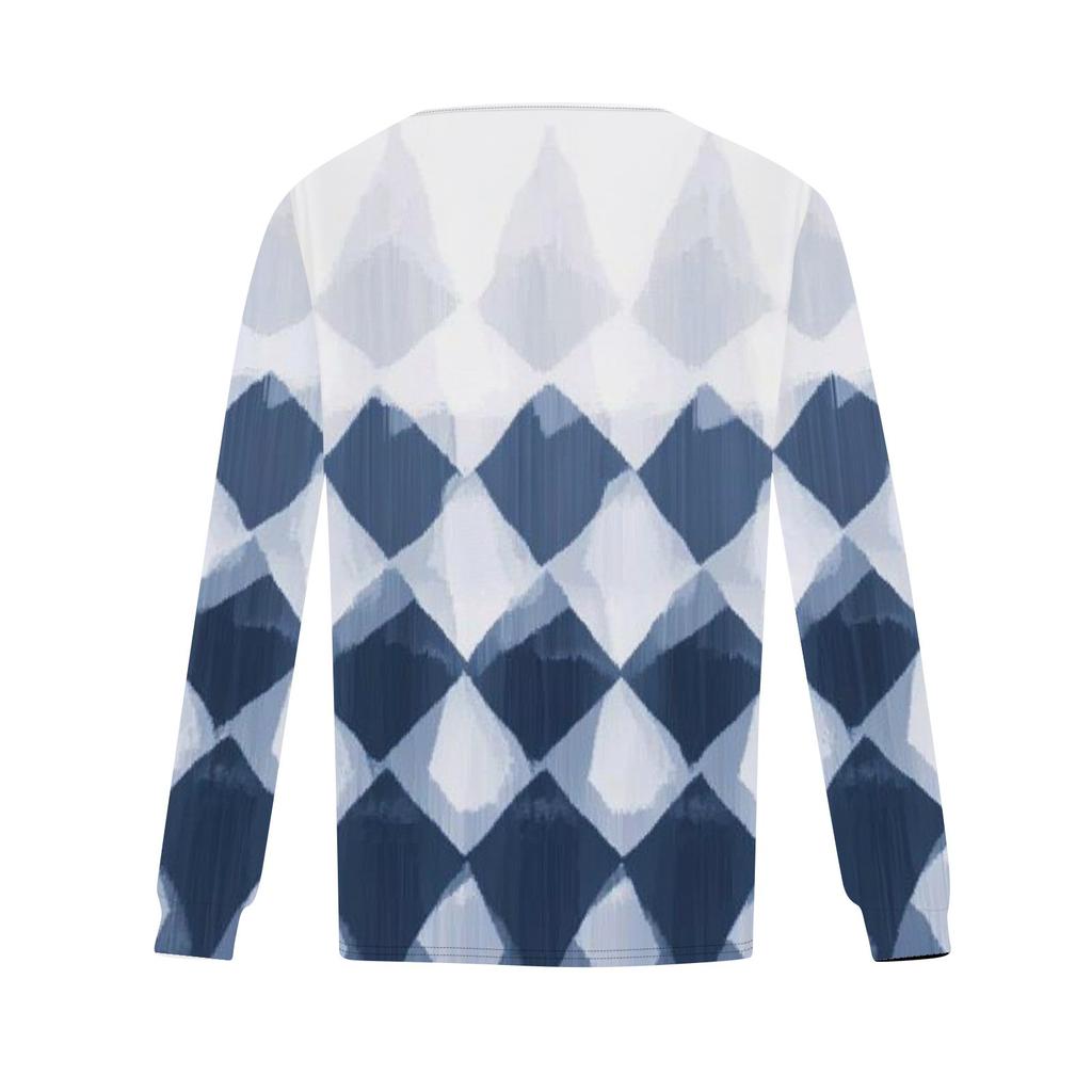 Женская модная повседневная плиссированная футболка с круглым вырезом и принтом, с длинным рукавом