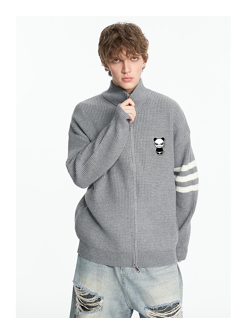 Simple basic lazy style stand up collar cardigan sweater autumn new knitwear