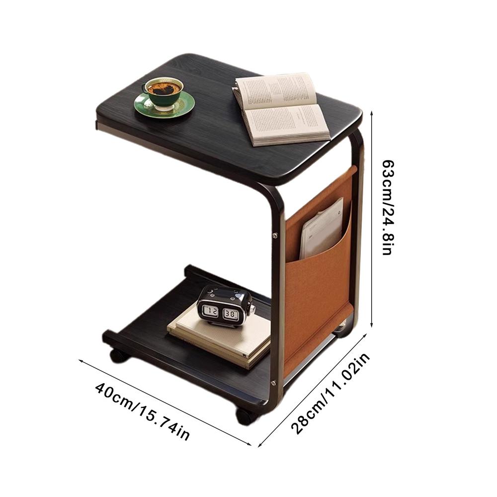 С-образный журнальный столик, приставной столик, простая передвижная двухслойная тележка для дивана, гостиной, спальни, прикроватной зоны, хранения вещей