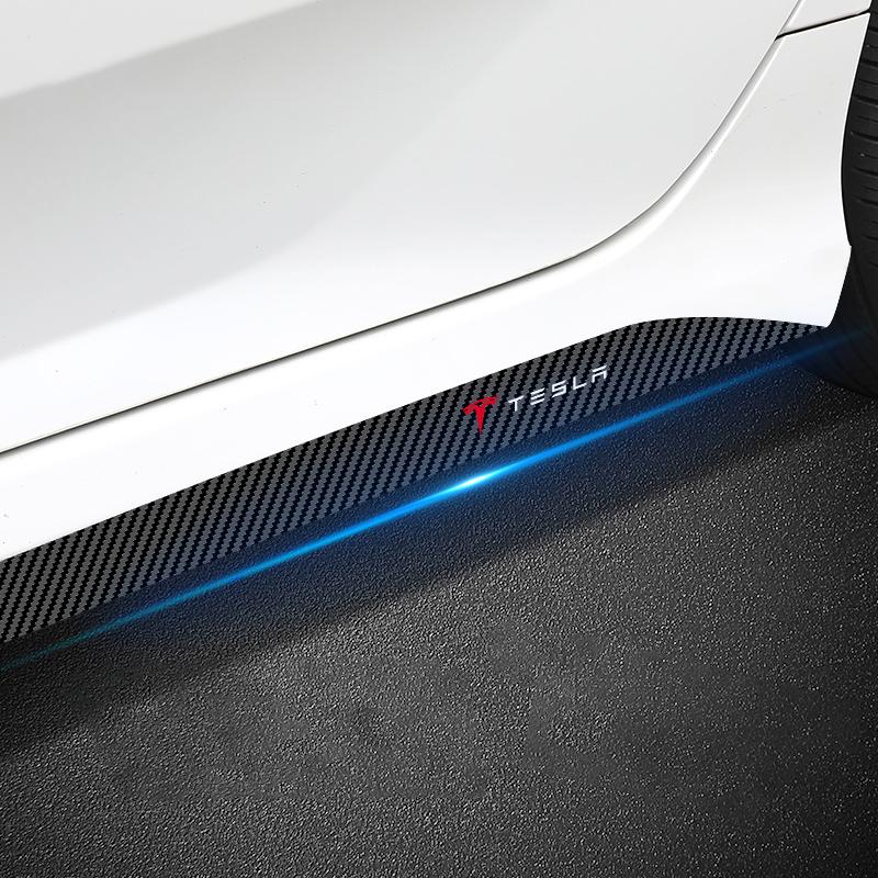 2 шт. Накладки на пороги боковых юбок автомобиля Защита кузова из углеродного волокна 3D наклейка Для Tesla Model S Model X Model Y Cybertruck Model 3 Model Y