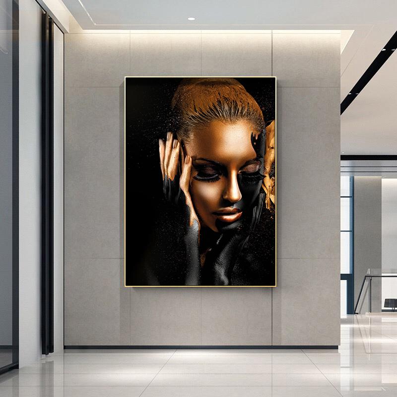Золотой черный холст постер обнаженная африканская женщина картина маслом настенные художественные постеры и принты настенные панно для гостиной домашний декор