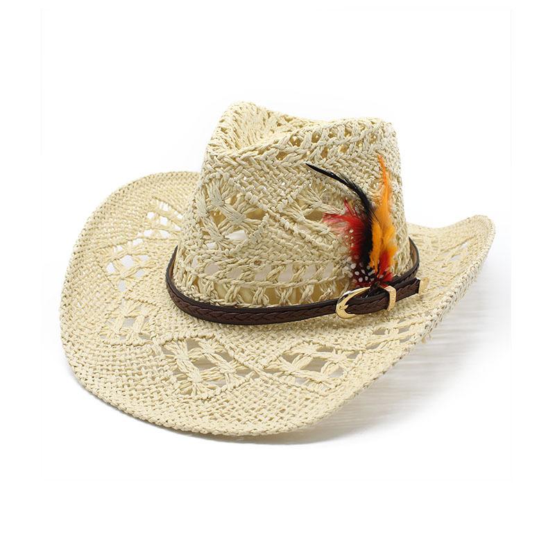 Ковбойская Шляпа Женская, Плетеная Этническая Шляпа Ковбоя из Папируса в Западном Стиле, Соломенная Шляпа