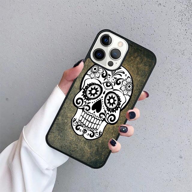 Мексиканский сахарный череп Чехол для телефона Для iPhone 17 Air 15 16 14 13 12 Pro Max 11 Pro Max Plus Coque Shell