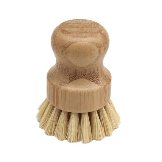 Dish Washing Brush Short Durable Bamboo Fiber Wooden Pot Brush for Home