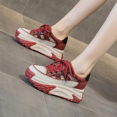 Кожаные Полые Летние Ретро Легкие Повышающие Рост Повседневные Спортивные Туфли Сандалии на Толстой Подошве