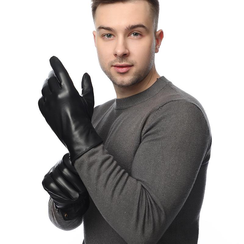 Перчатки из натуральной кожи для мужчин, сенсорный экран, зимние теплые варежки из натуральной овчины, ветрозащитные, водонепроницаемые, для вождения, езды на мотоцикле