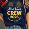 hello 2026 Crew happy New Year Party Sublimation Adult Shirt Design Glitter Gold Text Digital Download printed Tshirt tops