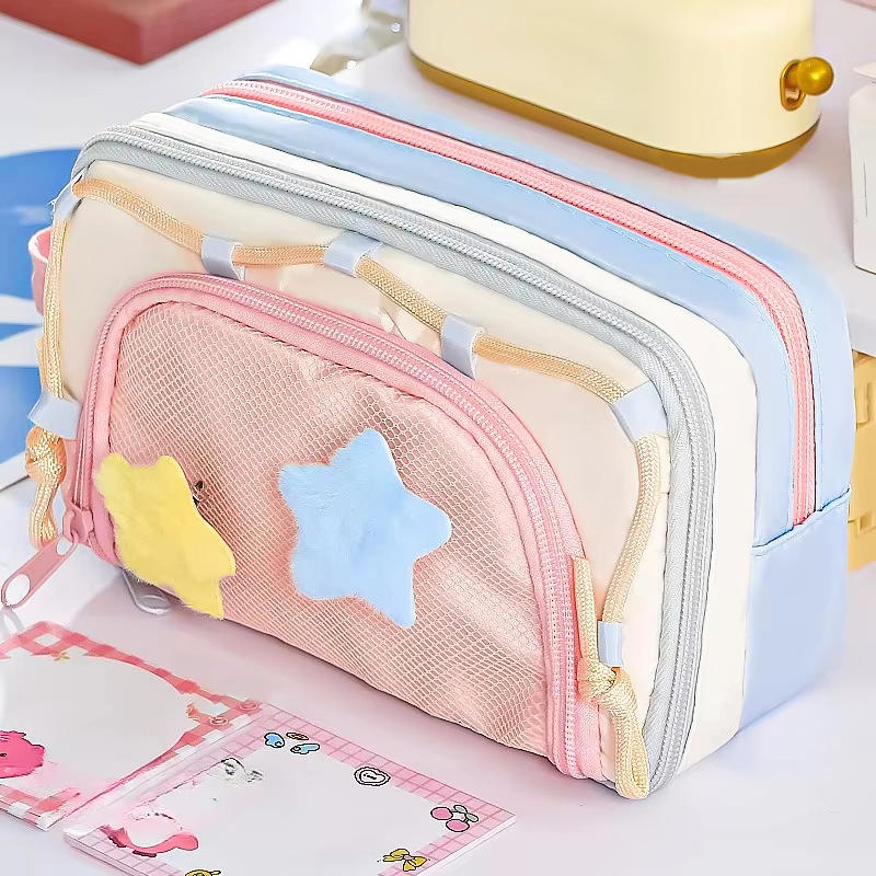 Многоцелевой Большой вместимости Многослойный Пенал Чехол Простой Студенческий Канцелярский Органайзер для Макияжа для Стола Хранение Школьные Принадлежности