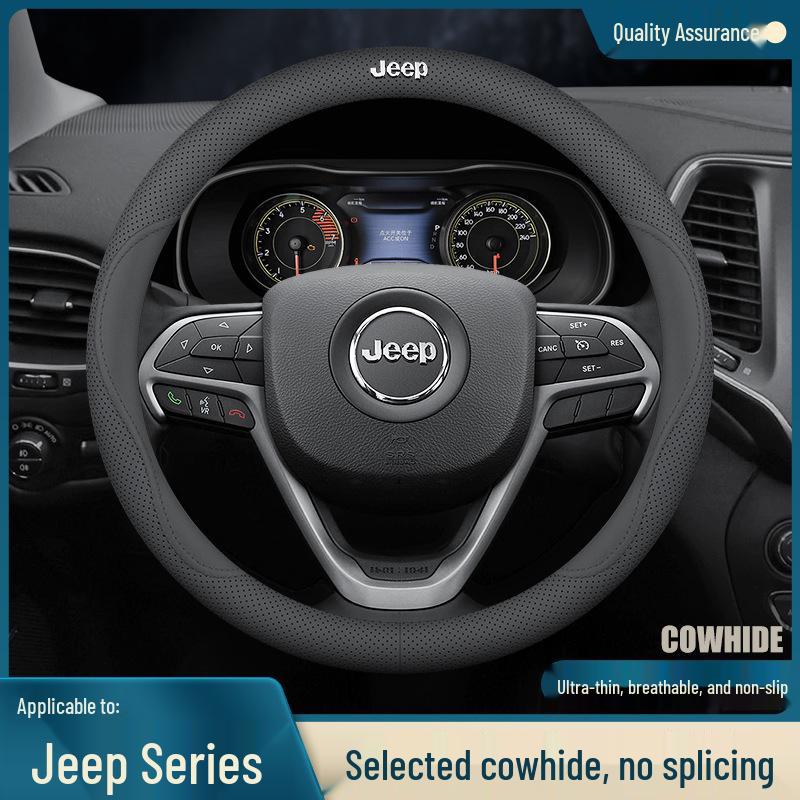 Универсальная Натуральная Кожаная Накидка на Руль для Jeep Cherokee, Wrangler, Compass, Renegade - Всесезонное Использование