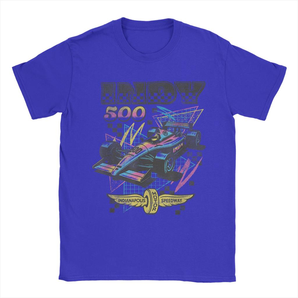 Men T-Shirt Indianapolis Motor Speedway Unique Cotton Tee Short Sleeve 90's Vibes Retro Poster T Shirt Merch Graphic Printed