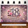 Двумерный розовый блестящий фон для 18-летия с короной и розой для фотосессии