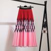 Spring Summer Elegant High Waisted Loose Casual Printing Women Pleated Skirt