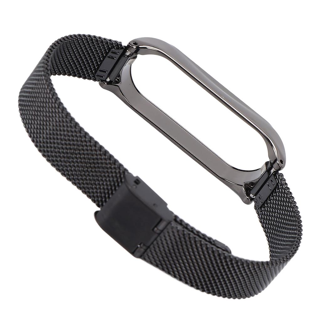Metal Band Compatible for Xiaomi Mi Band 6 Smartwatch Replacement Steel Strap Bracelet Wristband AccessoriesBlack