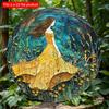 2d Flat 20*20cm, Round Wooden Wall Painting Art Sign, Fantasy Theme, for Home, Kitchen, Garden, Bedroom, Bar Decor.