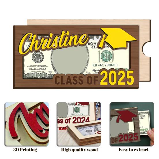 Graduation Gift Money Holder Wooden Class of 2025 Cash Holder Graduation Cash Gift Holder Keepsake for High School College University Graduates