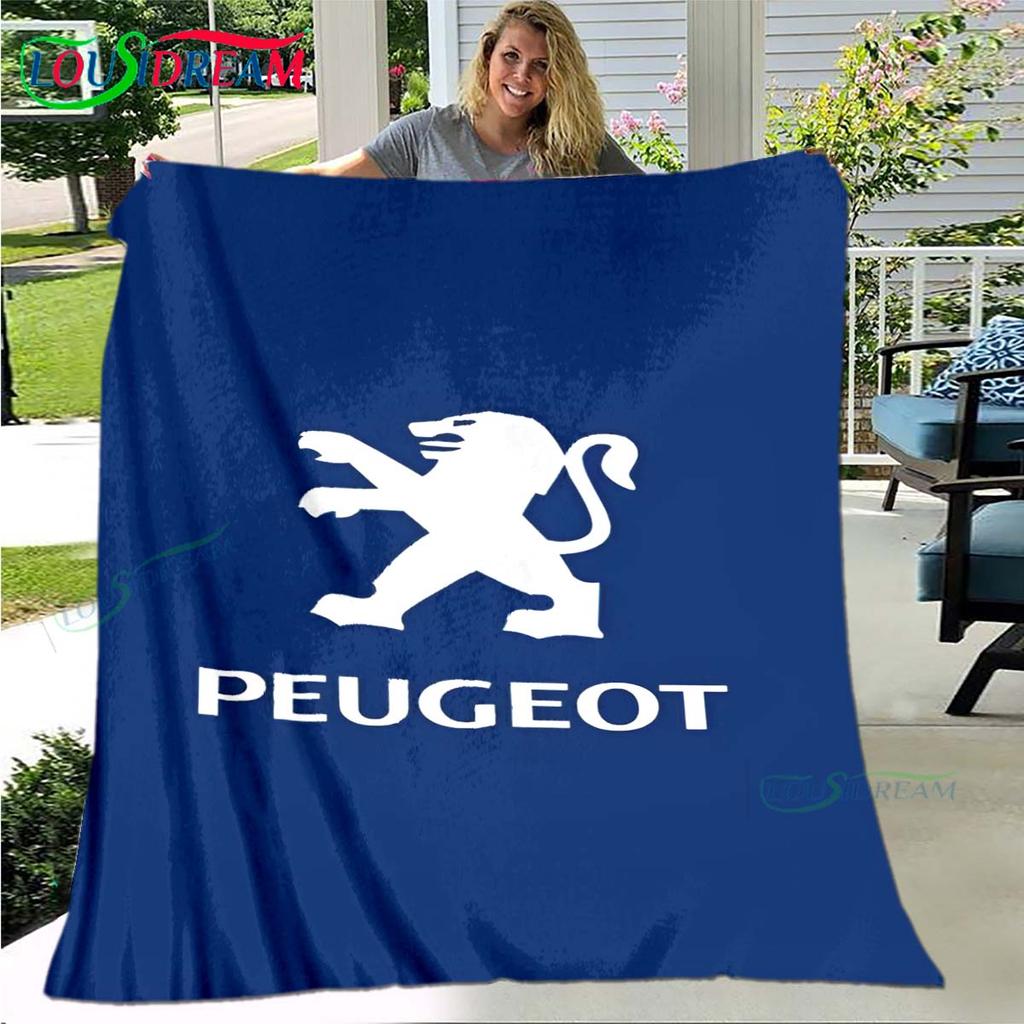 Fashion Car P-Peugeot Logo Blanket Flannel Throw Blanket For Home Bedroom Bed Sofa Picnic Office Hiking Leisure Nap Gift