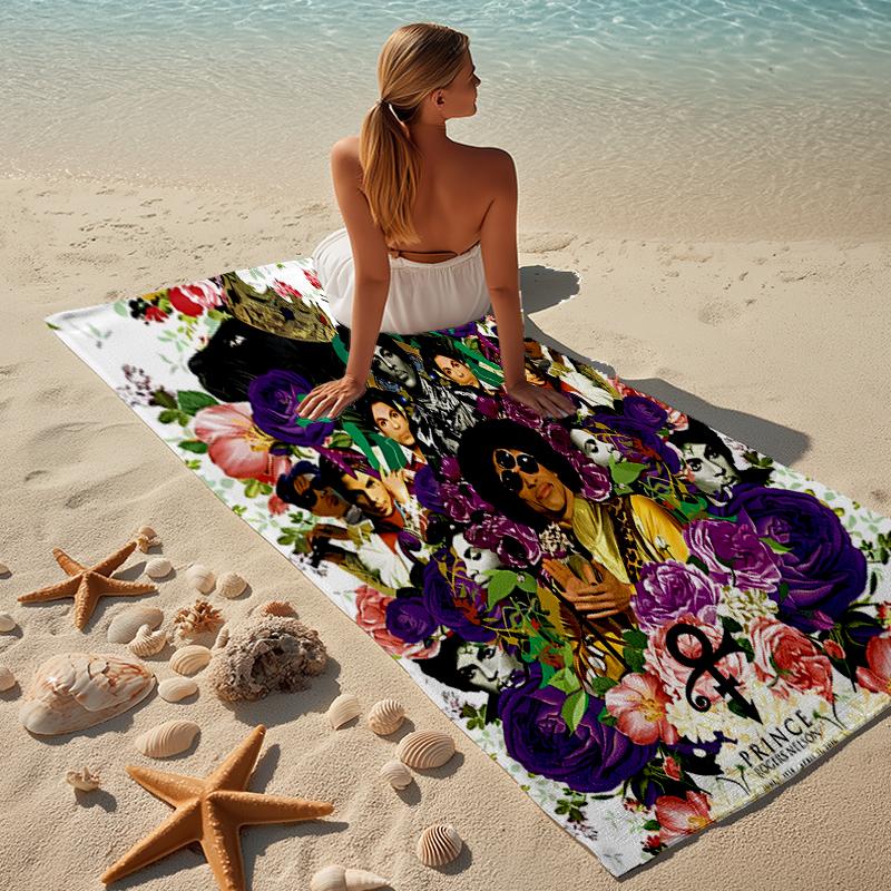proof beach towel with a Purple Rain4 pattern - soft,absorbent,quick-drying,machine washable - perfect for swimming,camping,bathing