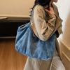 Сумка-тоут для通勤, ретро, большая вместимость, сумка подмышку, джинсовая, на цепочке, ручная, на плечо
