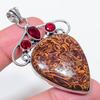 Natural Mariam Jasper, Garnet 925 Sterling Silver Jewelry Pendant 2.56" Q2Y06