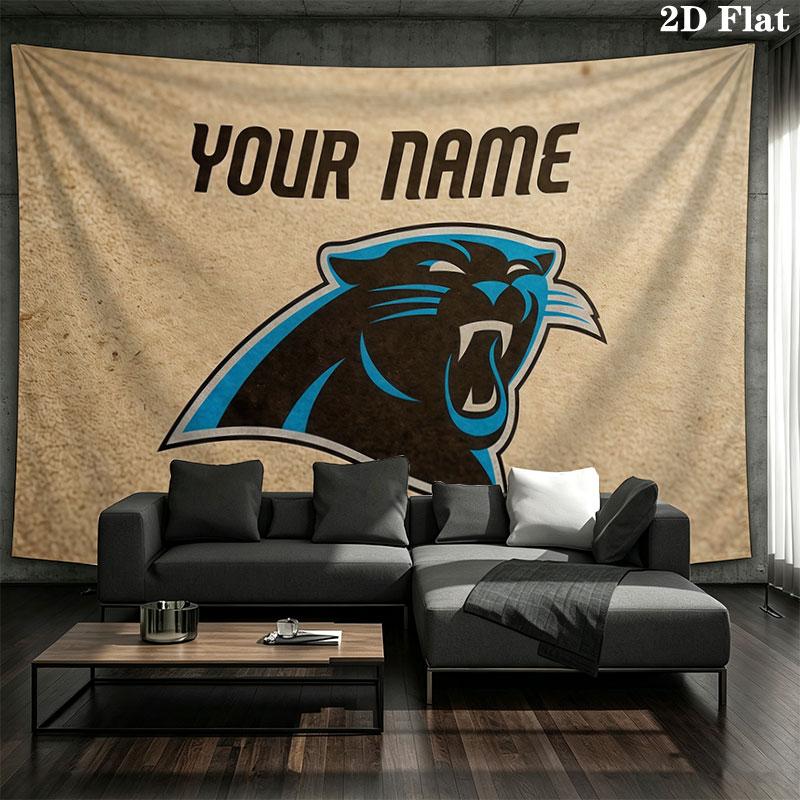 Custom Name,Carolina Panthers Wall tapestry, aesthetic printed fabric blanket, suitable for bedroom, living room, and home decor.