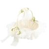 Romantic Lace Flower Girl Basket Bamboo Satin Bowknot Bridal Baskets for Wedding Party Decor
