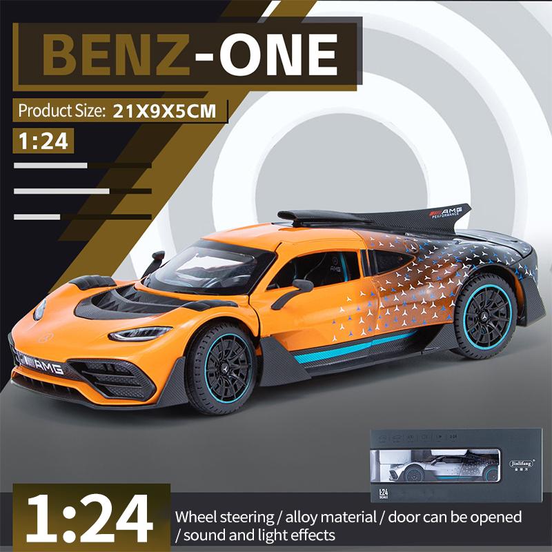 1/24 Scale Benz ONE Sports Diecast Car Model Toy, Pull Back Toy Vehicle with Sound and Light for Kids Toddler Boys Girls Gift Collection
