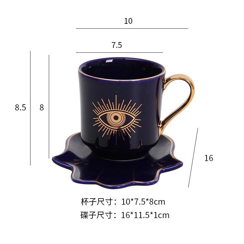 Creative Turkish Blue Evil Eye Cup And Hamsa Hand Saucer Coffee Tea Milk Water Mug Modern Room Decoration Ceramic Gifts