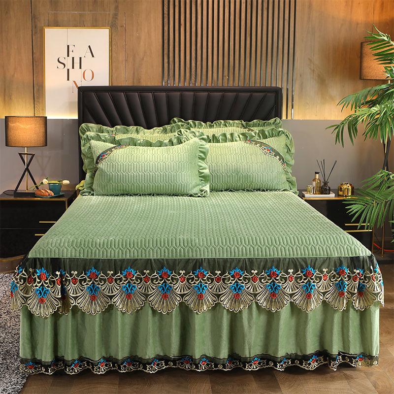 3 шт./компл. хрустальная бархатная мягкая юбка-кровать, кружевные осенние и зимние простыни в европейском стиле, защитный чехол Simmons