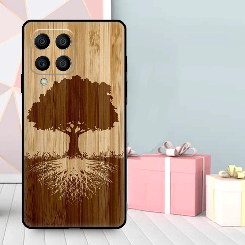 Tree Flower Bamboo Wood Case For Samsung Galaxy M36 M12 M52 M06 M16 M56 M33 M15 M55 M31 M13 M14 M53 M32 M35 M34 M54