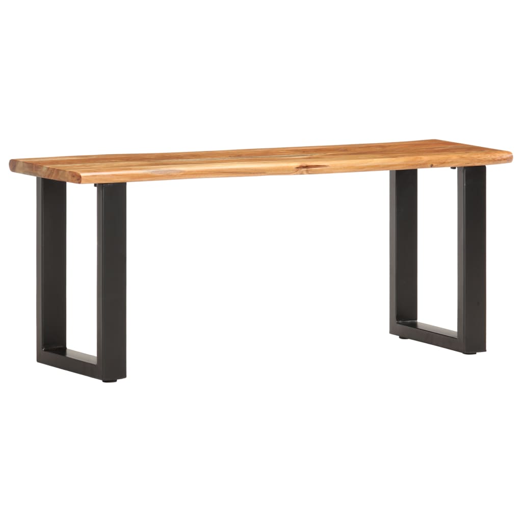 Solid Wood Bench with Natural Edge 110 cm Acacia Wood and Steel
